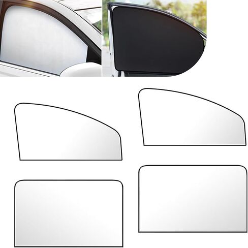 4 PCS Car Front Side Window Sun Shade, 31.50In x 19.68In x 7.87In, 31.50In x 19.68In, Foldable Vehicle Rear Side Window Heat Insulation Accessories, Universal for Most Cars (Silver) in Saudi Arabia