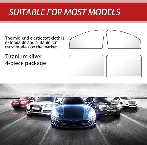 4 PCS Car Front Side Window Sun Shade, 31.50In x 19.68In x 7.87In, 31.50In x 19.68In, Foldable Vehicle Rear Side Window Heat Insulation Accessories, Universal for Most Cars (Silver) in Saudi Arabia