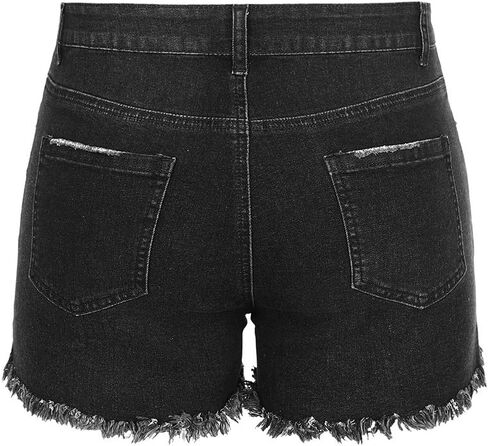THUNDER STAR Women Mid Rise Ripped Stretchy Jeans Shorts Frayed Raw Hem Casual Denim Shorts in Saudi Arabia