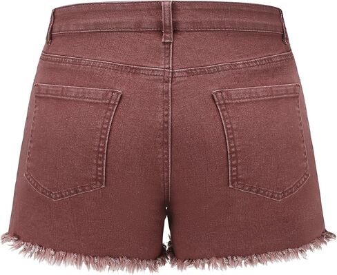 THUNDER STAR Women Mid Rise Ripped Stretchy Jeans Shorts Frayed Raw Hem Casual Denim Shorts in Saudi Arabia