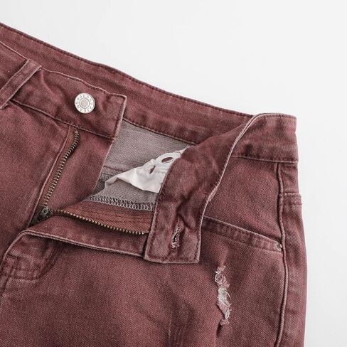 THUNDER STAR Women Mid Rise Ripped Stretchy Jeans Shorts Frayed Raw Hem Casual Denim Shorts in Saudi Arabia