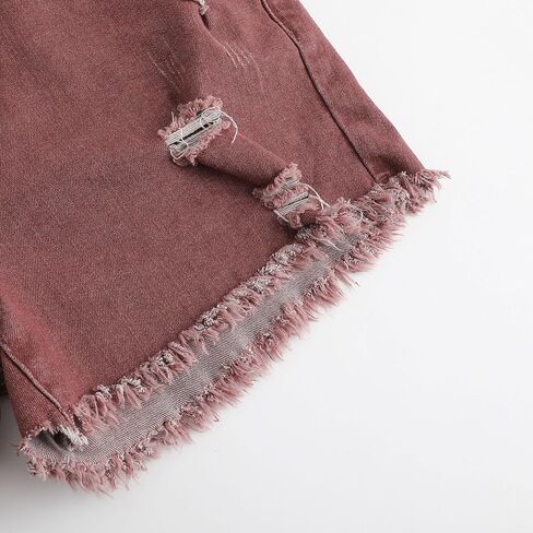 THUNDER STAR Women Mid Rise Ripped Stretchy Jeans Shorts Frayed Raw Hem Casual Denim Shorts in Saudi Arabia