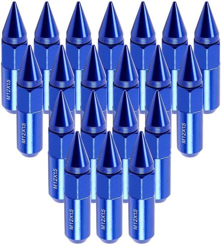cciyu 12mmx1.5 Wheel Lug Nuts 20PCS M12X1.5 Thread Pitch Blue Cap Spiked Extended Tuner 60mm Aluminum for Honda Element for Toyota Corolla 2006-2011 for Honda for Accord 1997-2012 in Saudi Arabia