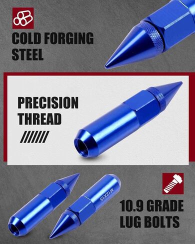 cciyu 12mmx1.5 Wheel Lug Nuts 20PCS M12X1.5 Thread Pitch Blue Cap Spiked Extended Tuner 60mm Aluminum for Honda Element for Toyota Corolla 2006-2011 for Honda for Accord 1997-2012 in Saudi Arabia