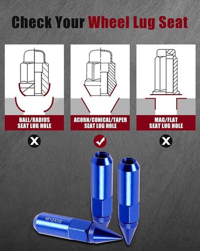 cciyu 12mmx1.5 Wheel Lug Nuts 20PCS M12X1.5 Thread Pitch Blue Cap Spiked Extended Tuner 60mm Aluminum for Honda Element for Toyota Corolla 2006-2011 for Honda for Accord 1997-2012 in Saudi Arabia