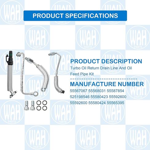 خط تصريف إرجاع الزيت التوربيني ومجموعة أنابيب تغذية الزيت المتوافقة مع 2012-2021 CHEVY SONIC CRUZE LIMITED TRAX1.4L 55567067 55568031 in Kuwait