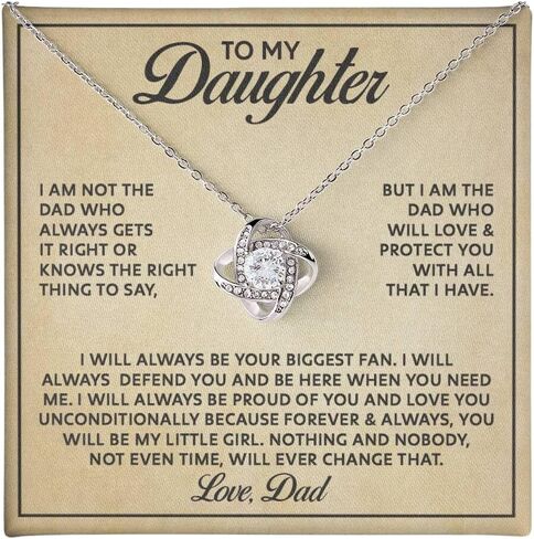 To My Daughter Gifts From Dad, Daughter Birthday Card Jewelry For Women, Father Daughter Pendant Necklace, Love Knot Necklace and Message Card in Saudi Arabia