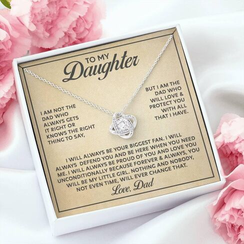 To My Daughter Gifts From Dad, Daughter Birthday Card Jewelry For Women, Father Daughter Pendant Necklace, Love Knot Necklace and Message Card in Saudi Arabia