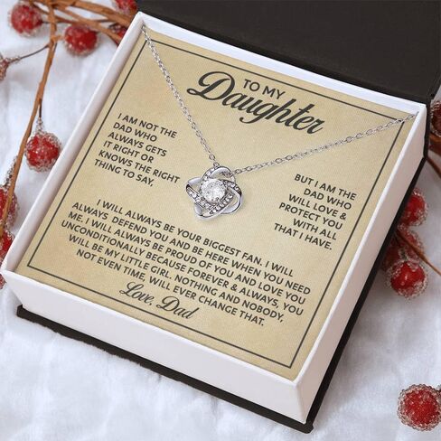 To My Daughter Gifts From Dad, Daughter Birthday Card Jewelry For Women, Father Daughter Pendant Necklace, Love Knot Necklace and Message Card in Saudi Arabia