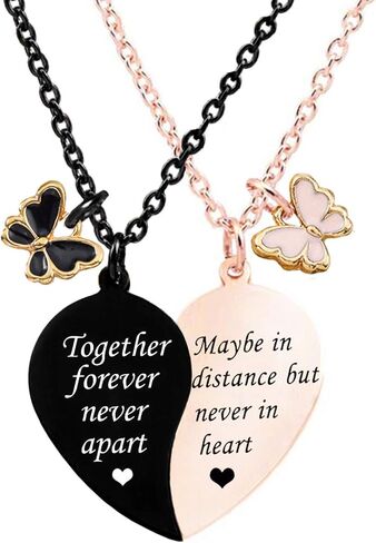 MJartoria BFF Necklace for 2-Valentines Heart Matching Necklace Best Friends Pendant Friendship Necklace Set of 2 Gifts for Women in Saudi Arabia