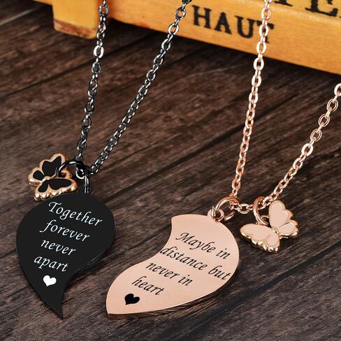 MJartoria BFF Necklace for 2-Valentines Heart Matching Necklace Best Friends Pendant Friendship Necklace Set of 2 Gifts for Women in Saudi Arabia