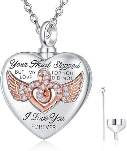 PRAYMOS 925 Sterling Silver Heart Urn Necklace for Ashes Cremation Jewelry for Ashes of Loved Ones Keepsake in Kuwait
