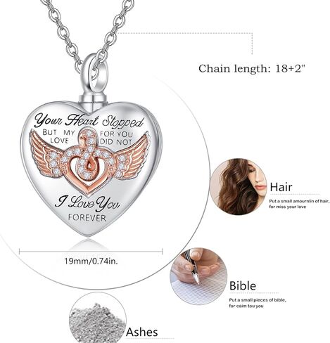 PRAYMOS 925 Sterling Silver Heart Urn Necklace for Ashes Cremation Jewelry for Ashes of Loved Ones Keepsake in Kuwait