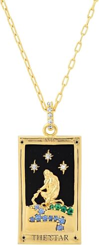 Rocksbox Tarot Card Pendant Necklace - Gold Chain Necklace for Women - 14k Gold Plating - Premium Quality Jewelry - 20" with Extender in Kuwait