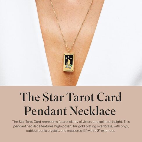 Rocksbox Tarot Card Pendant Necklace - Gold Chain Necklace for Women - 14k Gold Plating - Premium Quality Jewelry - 20" with Extender in Kuwait