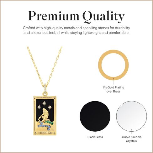 Rocksbox Tarot Card Pendant Necklace - Gold Chain Necklace for Women - 14k Gold Plating - Premium Quality Jewelry - 20" with Extender in Kuwait