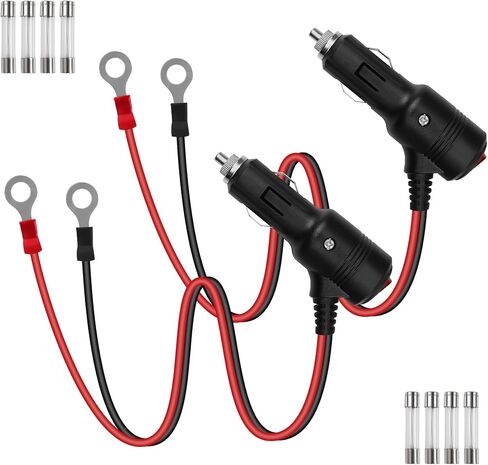 GELRHONR ولاعة السجائر ذكر التوصيل إلى محطة O-Ring، 12V-24V 16AWG كابل تمديد ولاعة السجائر مع 15A الصمامات مع ON OFF التبديل كابل محول، (2Pack 0.6M) in Kuwait