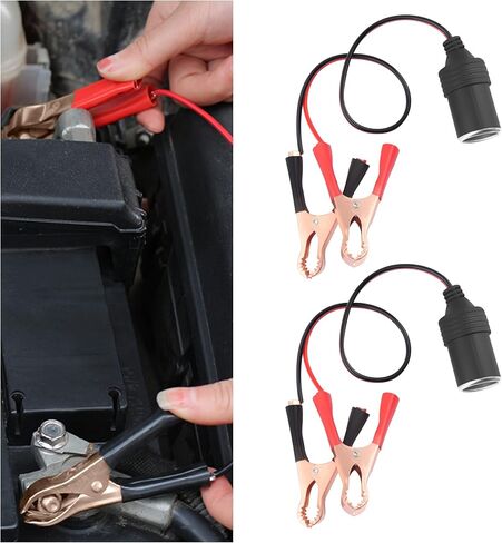 11.8" Cigarette Lighter Extension Cord with Alligator Clips Battery Connector,16AWG 12V Car Female Cigarette Lighter Socket,Car Charger Extension Cord for Car Electronic Devices (1PCS) in Saudi Arabia