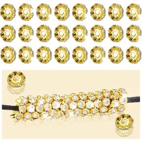 100pcs 12mm Rhinestone Beads for Jewelry Making for Pens Rondelle Spaced Beads Silver White Beadable Pens Beads Rondelle Beads
