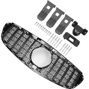 X AUTOHAUX Front Upper Hood Bumper Grille Grill for Mercedes-Benz E200 2014-2016 Front Upper Bumper Kidney Grille Grill Black