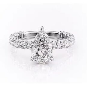 2 Carat Pear Cut Moissanite Engagement Rings for Women Sterling Silver Hidden Halo Pear Shaped Moissanite Wedding Anniversary Ring for Her