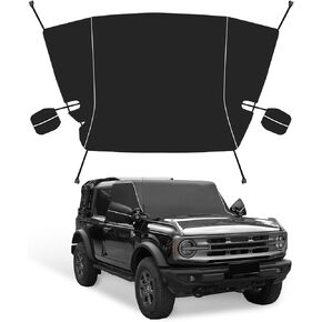 Z8 Windshield Cover for Ice and Snow,Ford Bronco 600D Windshield Snow Cover with Side Mirror Cover Winter Frost Hail Protector Windshield Accessories(Not Fit Bronco Sport/Everglades)