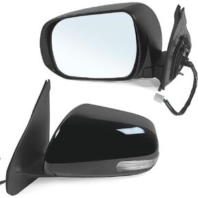 Left Driver Side Mirror Assembly Fits 2005-2015 Toyota Tacoma with Power Glass Manual Folding Match to Black Replace TO1320282(3Pins)