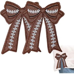 1 Pair Side Bow Patches for Sweatshirt, Football Glitter Iron on Patches, Funny DIY Appliques for Sweatshirts Hoodies Clothes Jeans T-Shirts