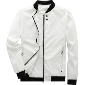 Floerns Men's Baseball Collar Pocket Zip Up Long Sleeve Lightweight Bomber Jacket