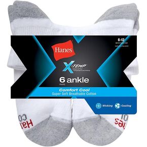 Hanes Men's X-temp Cushioned Crew Socks (Pack of 12 Pairs)