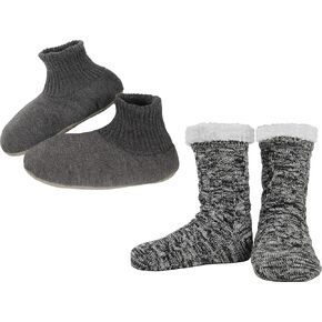 BenSorts Men Fuzzy Slipper Socks with Grippers Non Slip Long size 6-12 with Short Size 10-13