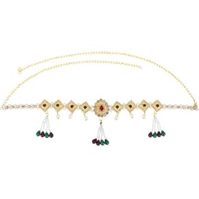 Efulgenz Indian Kamarbandh Gold Tone Waist Belt Belly Chain Waist Chain Bridal Bollywood Fashion Jewelry Faux Pearl Floral Crystal Rhinestone Kundan Chain Tassel Body Jewelry for Women