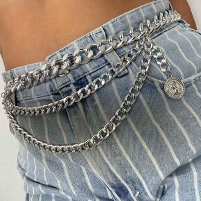 ELABEST Punk Waist Chain Belt Layered Chunky Waist Rock Chain for Jeans Party Travel Body Jewelry Accessories for Women
