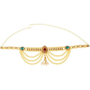 Efulgenz Indian Gold Tone Indian Jewelry for Women Waist Chain Bollywood Fashion Jewelry Multilayer Faux Pearl Beaded Floral Crystal Rhinestone Kundan Chain Tassel Kamarbandh Waist Belt Belly Chain Body Jewelry Beach Jewelry Costume Accessories