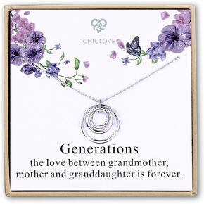 Generations necklace - 3 generations, 3 circle necklace Grandma Necklace Interlocking Circles, Christmas Gift for Grandma, Grandma Gift