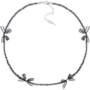 Bow Coquette Tennis Choker Necklace Jewelry for Women, Simple Bow Necklaces Aesthetic, Romantic Gifts for Women Trendy Stuff for Teen Girls In Their Her 20s