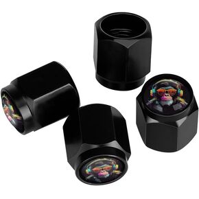 Adorable Velociraptor Sunset Tire Valve Stem Caps, Aluminum Black Stem Tire Valve Caps Universal Stem Covers for Cars, SUVs, Trucks, Bikes, Motorcycles, Bicycles (4 Pack)