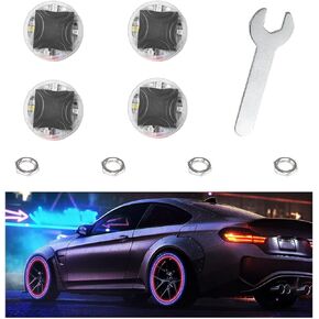 4 PCS Car Tire Wheel Lights, Colorful Solar LED Tire Valve Cap Lamp with Motion Sensor, Waterproof Flash Valve Stem Caps Lights for Cars, Truck, Bicycles, Motorcycles