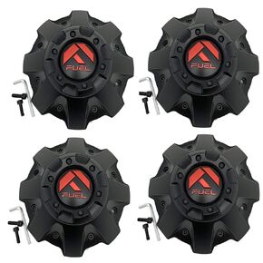 Fuel Matte Black with RED Emblem Wheel Center Cap Set of Four (4) 1001-63MBQ with Screws and Installation Tools