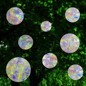 36 Pcs Anti-Collision Window Decals, Rainbow Stickers Circle Window Clings -to Save Birds from Window Collisions,Non Adhesive Prismatic Vinyl Window Clings