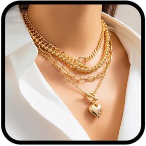 CLOACE Heart Necklaces Gold Layered Beaded Necklace Fashion Choker Necklaces Accessories for Women
