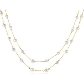 HERSIN Gold Pearl Necklace for Women, 18K Gold Plated Layered Chunky Pearl Necklaces for Women Trendy Double Layered Pearl Choker Necklace Chain Pearl Necklace for Women Gold Jewelry Birthday Gifts