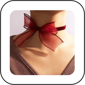 Ymqewq Kenfery Vintage Black Red Lace Bow-knot Choker Sexy Velvet Bow Collar Necklace for Women Prom Party Ball Wedding Jewelry Accessories (Red)