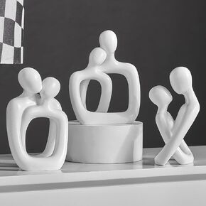 AWNR تمثال ديكور زوجين الهدايا: مجموعة من 3 منحوتات بيضاء ديكور المنزل لغرفة النوم غرفة المعيشة الجدول الرف مجردة تحصيل ديكور طاولة الزفاف in Kuwait