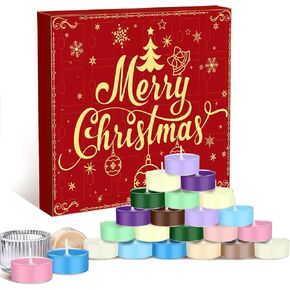 Candle Advent Calendar 2024 Adult Women Men Scented Candles Gift Include 24 Scented Tea Lights and 1 Ceramic Candle Holder Countdown to Christmas Candle Gift for Family Friend