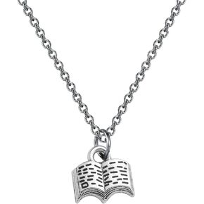 FUSTMW Book Lover Necklace Book Pendant Necklace Reading Jewelry Book Club Gift Reading Lover Gift Librarian Gift Bookworm Gift (book necklace)