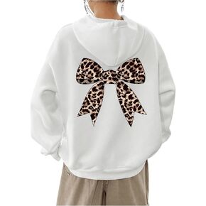 Milumia Women's Leopard Bow Print Drawstring Hoodies Long Sleeve Oversized Sweatshirt in Saudi Arabia