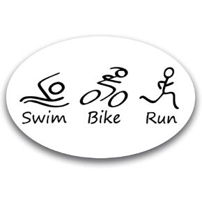 Magnet Me Up Swim Bike Run Black and White Oval Magnet Decal, 4x6 Inches, Heavy Duty Automotive Magnet for Car Truck SUV