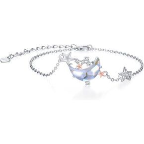 Moonstone Moon Star Bracelet for Women 925 Sterling Silver Cubic Zirconia Stars Moon Anklet Bracelets Anniversary Birthday Jewelry Gift for Women