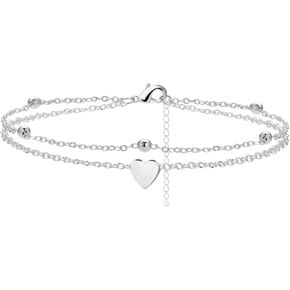 الذهب القلب خلخال أساور للنساء لذيذ مزدوجة الطبقات لطيف الخرز الخلخال قابل للتعديل الصيف بوهو شاطئ سلسلة القدم للفتيات في سن المراهقة in Kuwait